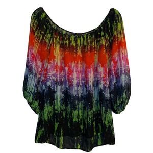 Chaus Ladies M Sheer Peasant Top Polyester